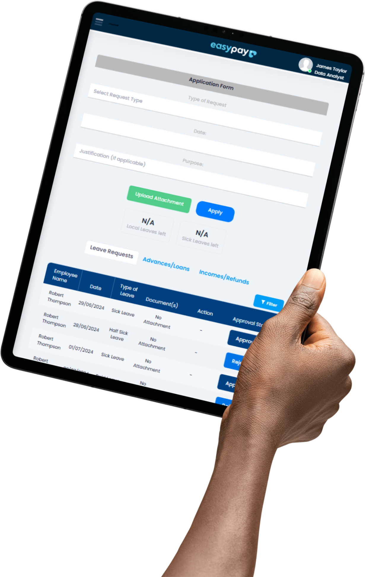 EasyPay on tablet